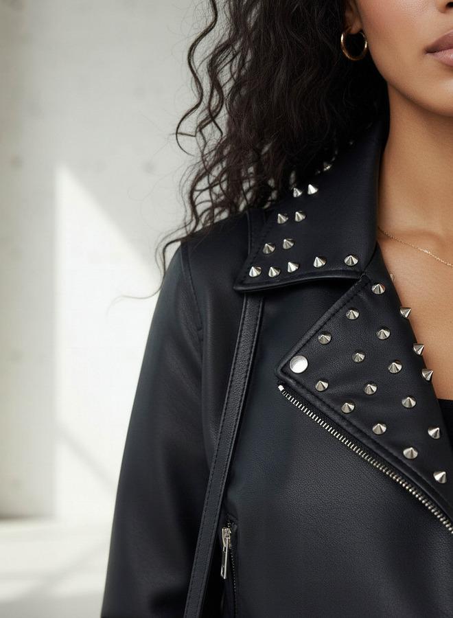 2Xtremz Regular PU Biker Jacket with Pockets - Image 4